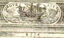 Foto de Cristóbal Colón en un pequeño volumen de poesía italiana.  